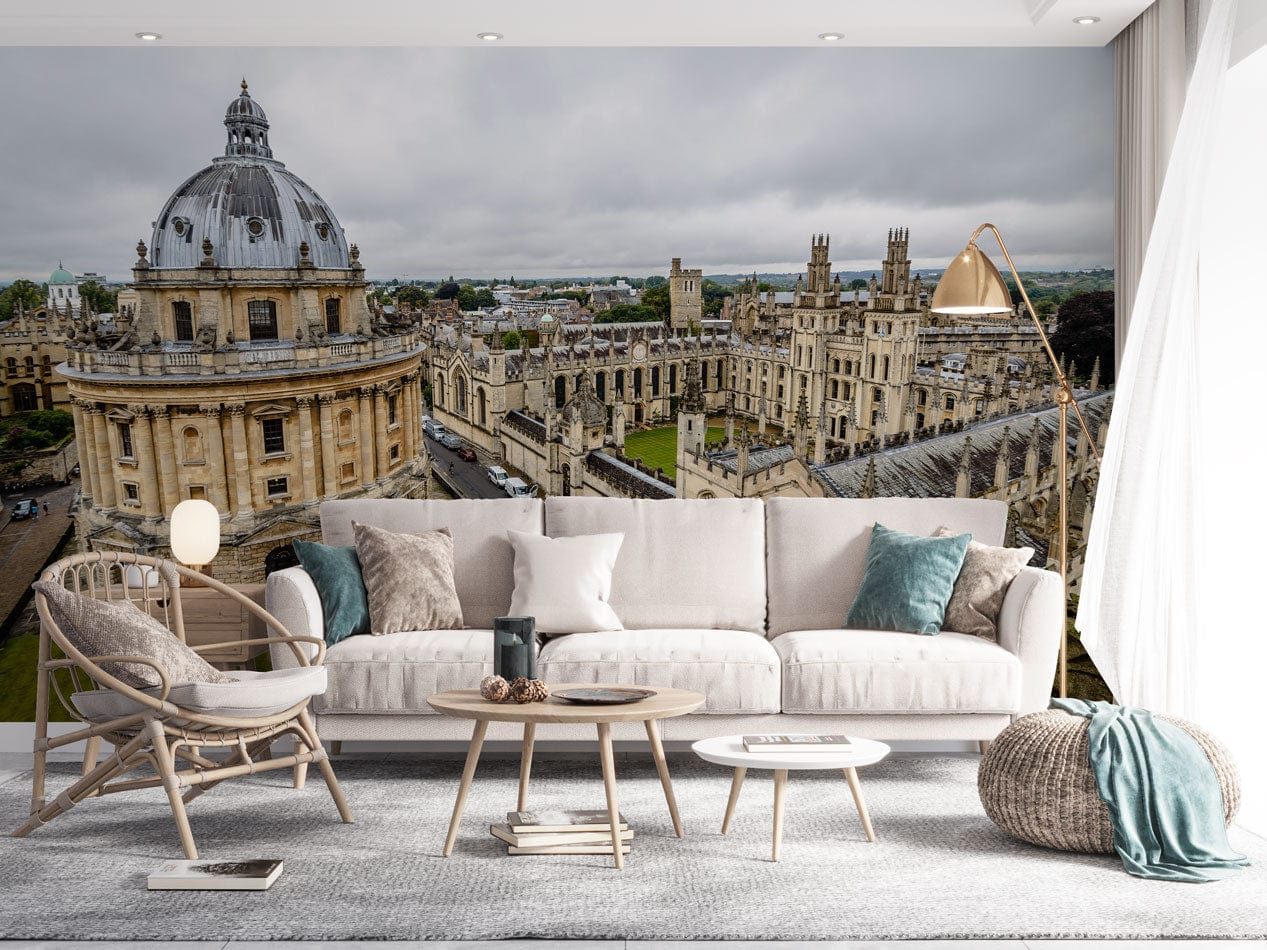 Wallpaper mural featuring the University of Oxford for use as a Decoration in the Living Room