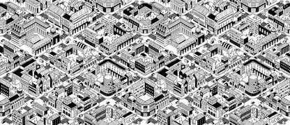 Lines-constructed buildings wallpaper mural for room decor