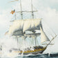 mural wallpaper depicting a choppy sea with white US Navy ships in the foreground