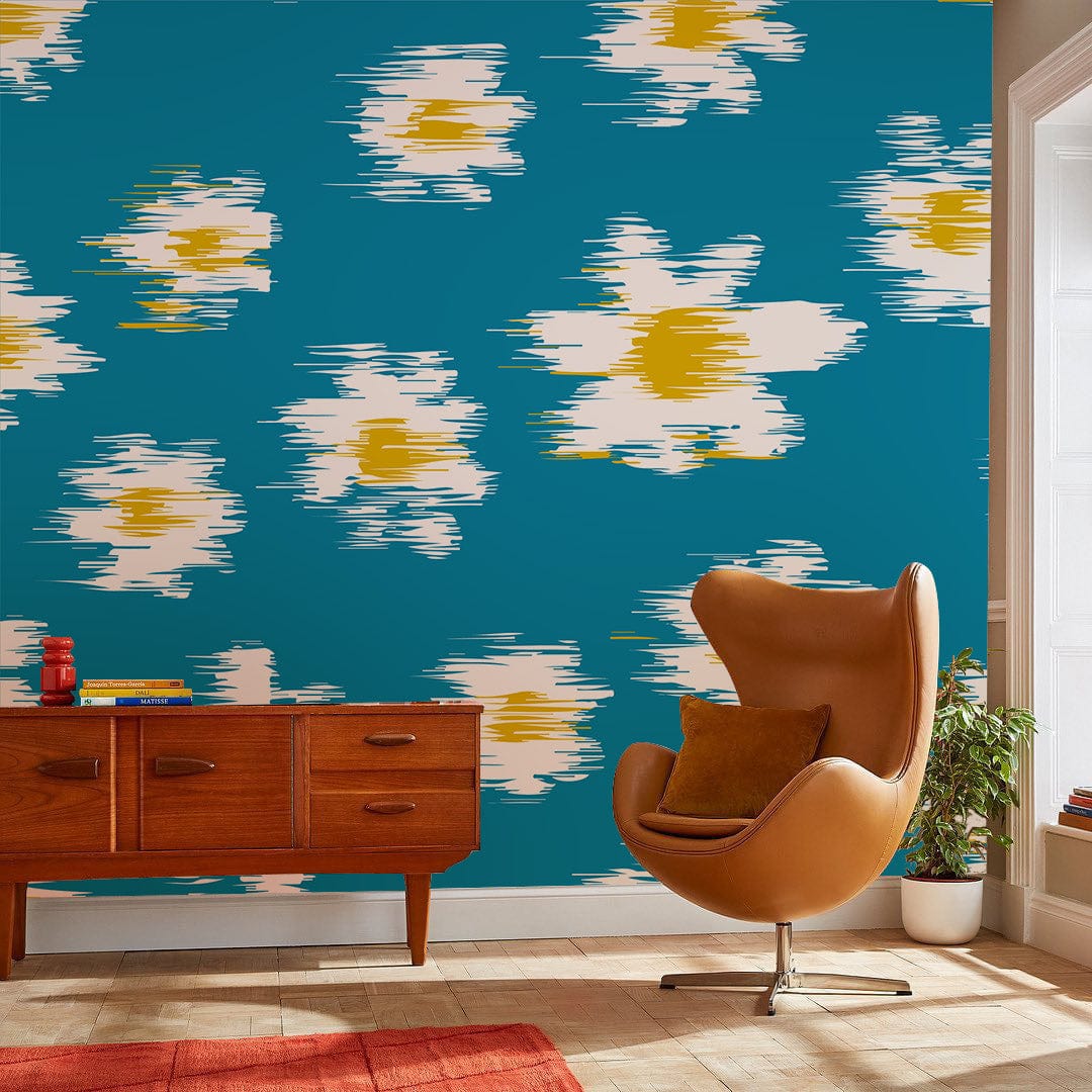 vague daisy wallpaper mural for office