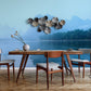 Decorate your dining room with this wallpaper mural with an ambiguous mountain scene and landscapes.