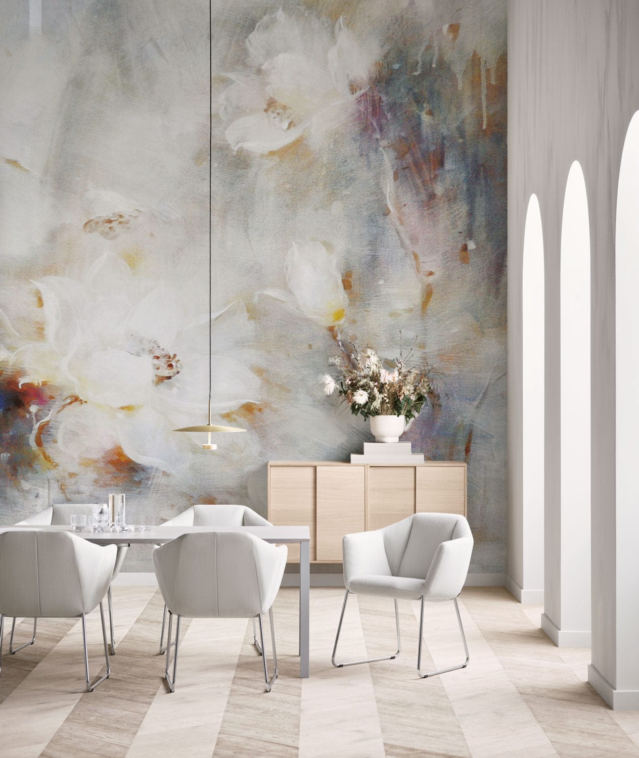 vague painting flowers wall mural dining room decoration