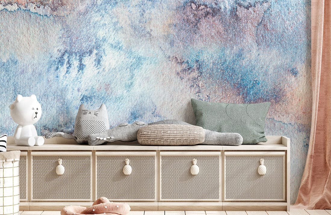 vague watercolor wallpaper mural living room decor