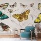 Butterflies Pattern Wallpaper Mural Hallway