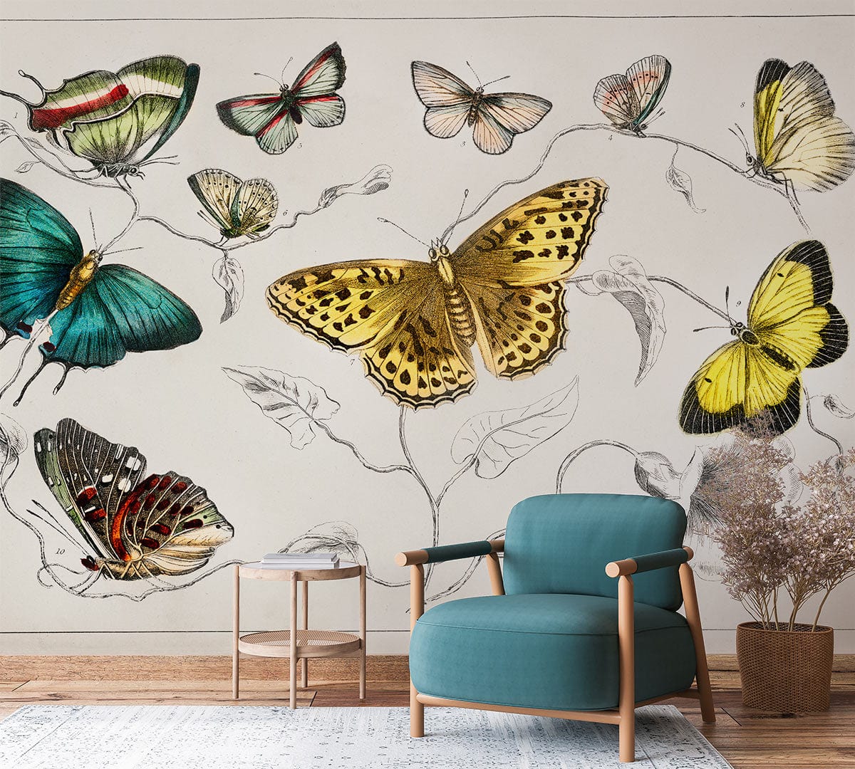 Butterflies Pattern Wallpaper Mural Hallway