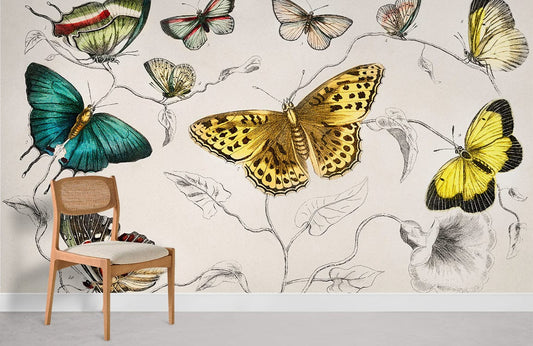 Butterflies Party Animal Wall Mural Room