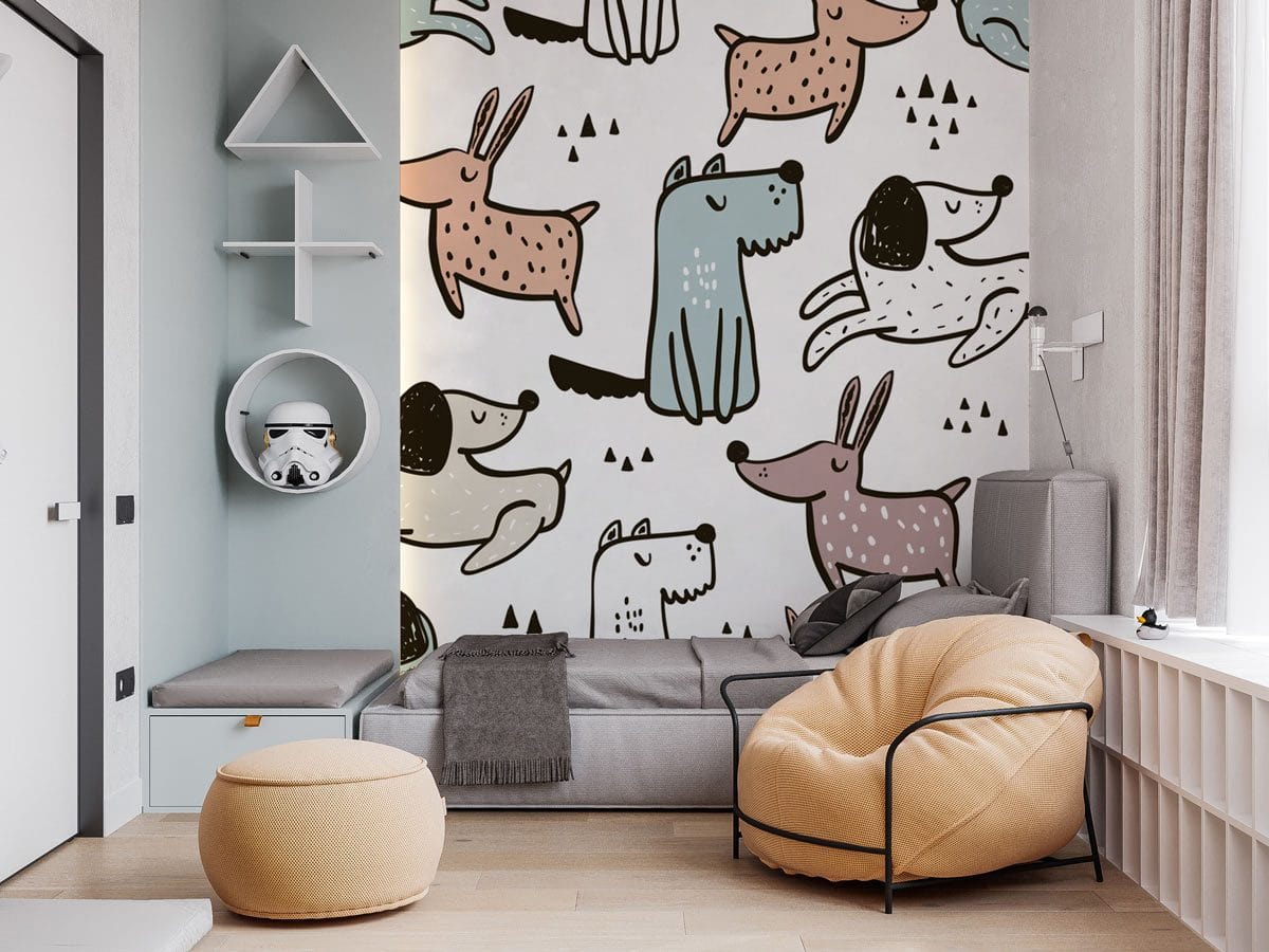 Dog-Pattern Wallpaper Mural Used for Decorating the Nursery