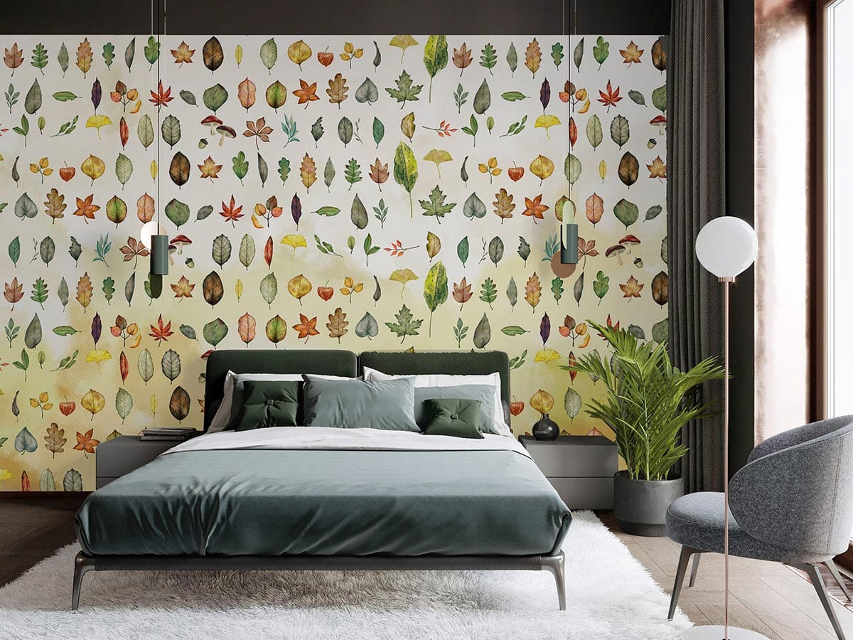 various leaves collection wallpaper mural for bedroom