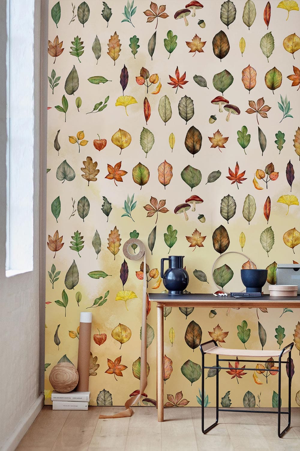 various leaves collection wallpaper mural for office