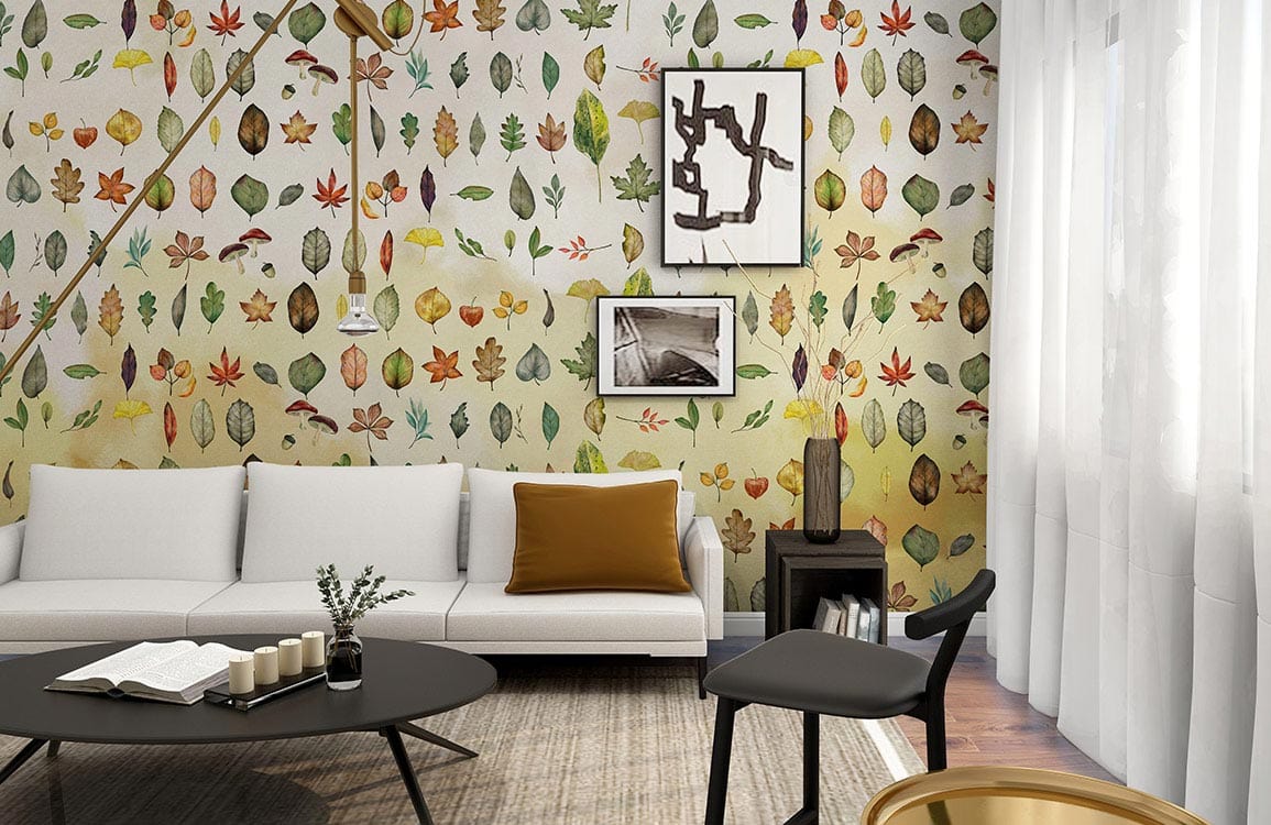 various leaves collection wallpaper mural for hallway
