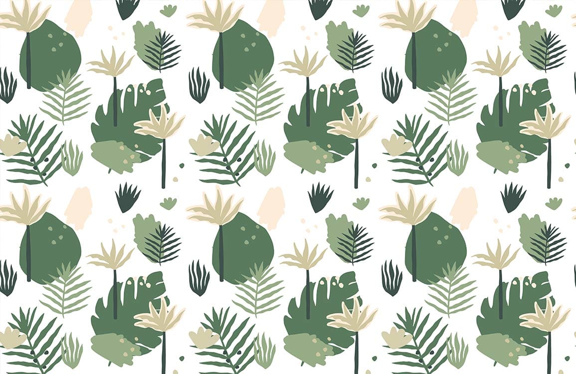 Various Leaves Green Wallpaper Custom Art Design