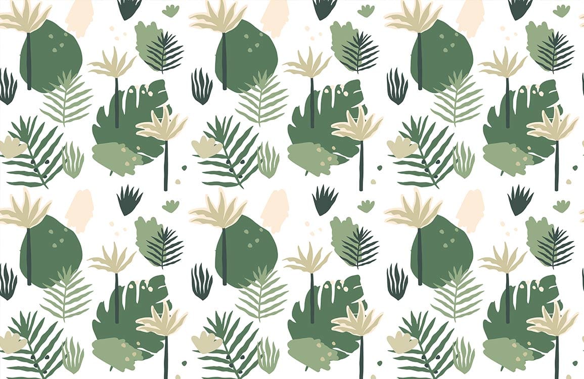 Tropical Botanical Leaf Print Wall Mural