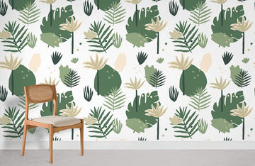 Tropical Botanical Leaf Print Wall Mural