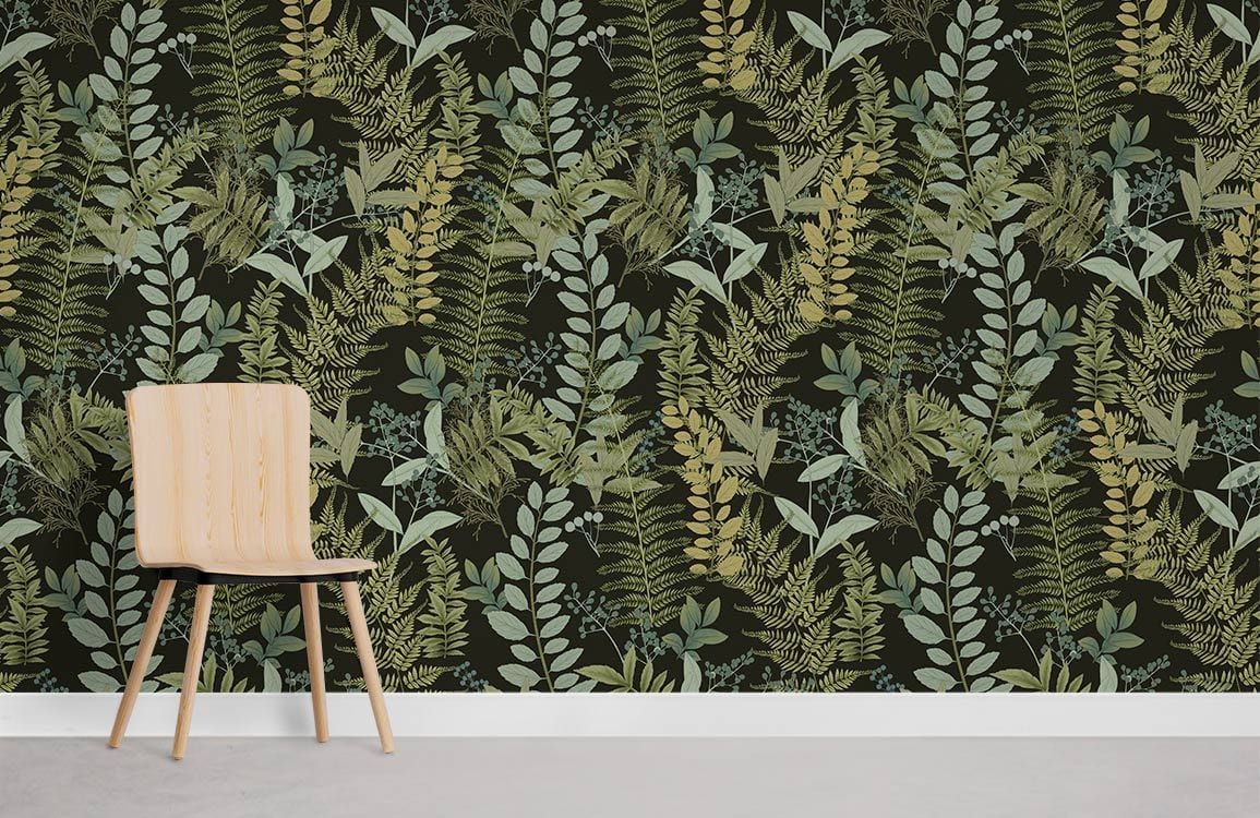Emerald Green Botanical Leaf Wallpaper for Wall
