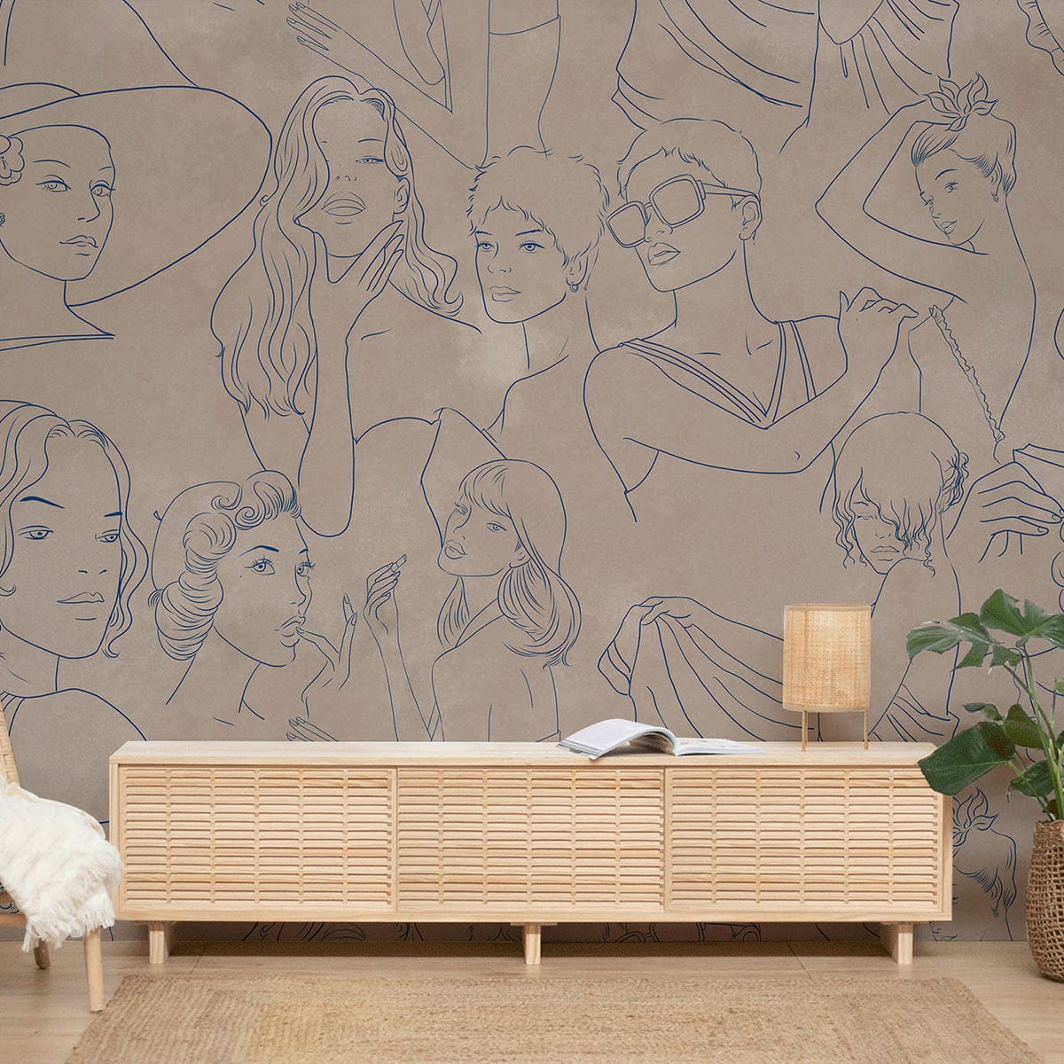 Wallpaper mural for the house interior decorated with a brown backdrop pattern
