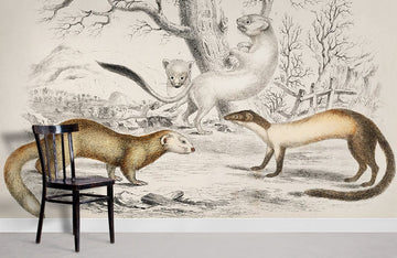 Vintage Animal Illustration Art Mural Wallpaper