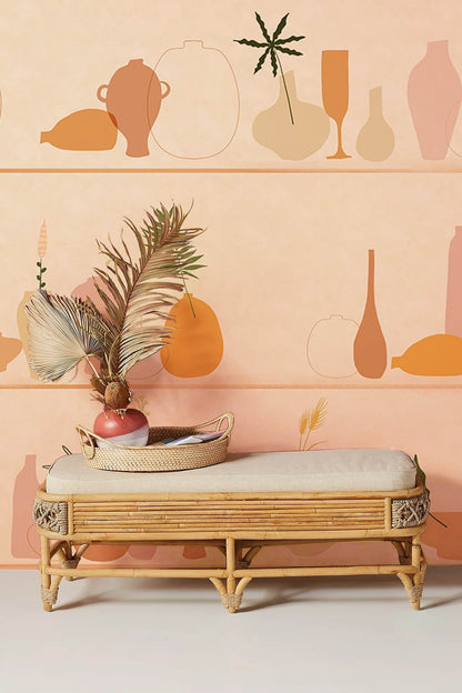 Decorative Wallpaper Mural with a Vase Pattern for the Hallway