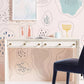 Wallpaper mural with a pastel vegetation pattern, perfect for decorating the powder room.