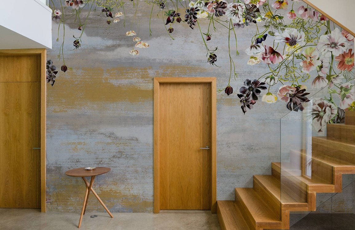 floral vintage wallpaper mural adornment for the hallway