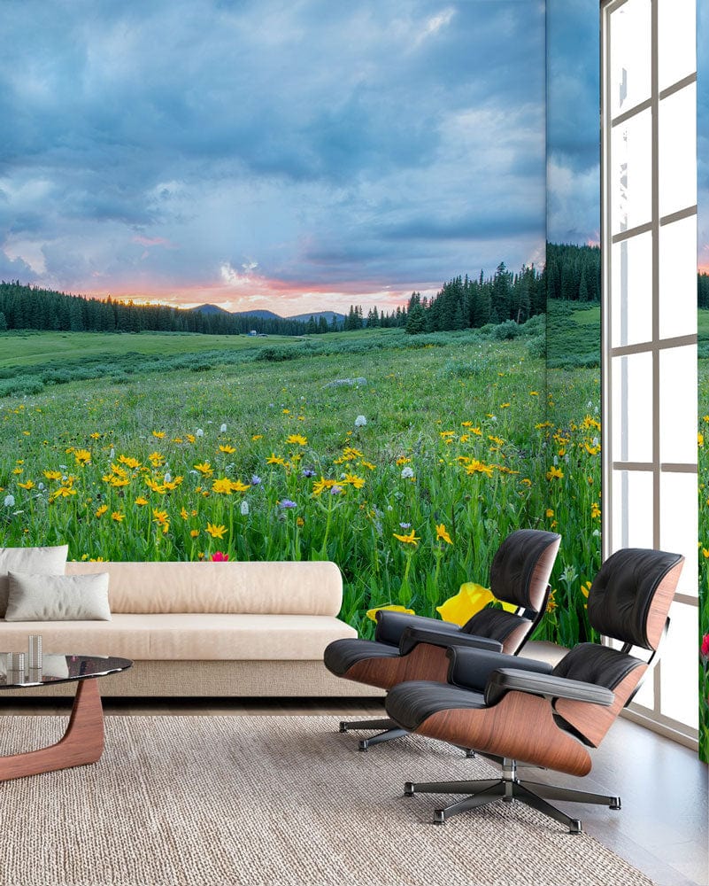 Bright and Dreamy Hilltop Scenery Wallpaper Mural for Decorating the Living Room