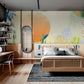 Wallpaper mural with a vibrant plant life for use in decorating a bedroom