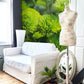 Wallpaper mural with vivid green plants, perfect for decorating the living room.