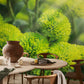 Wallpaper mural with vivid green plants, perfect for decorating the dining room.