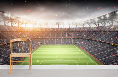 Cheering in Football Field wallpaper mural for hallway decor