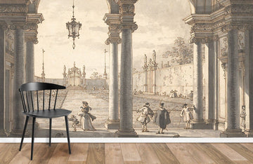 Vintage Architectural Sketch Mural Wallpaper