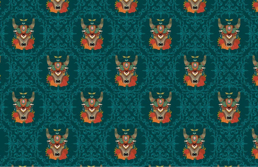 Home Decorating Cow Wallpaper Mural in Green Vintage Style