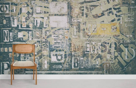 Vintage Font Pattern Wallpaper Room