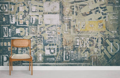 Vintage Font Pattern Wallpaper Room