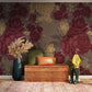 Vintage wallpaper mural with large peonies, ideal for use in the hallway.
