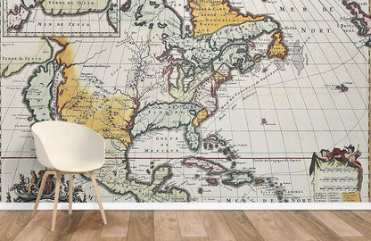 Antique Cartographic Map of Americas Wallpaper Mural