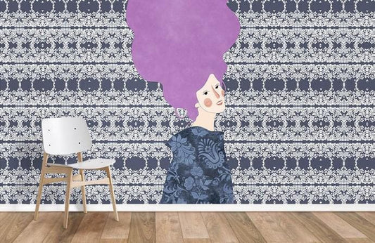 Vintage personality girl wallpaper mural for girl's room