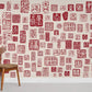 Red Seal Pattern Wallpaper Mural Home Decor