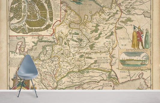 Antique Cartographic Map Wall Covering