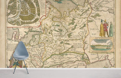 Antique Cartographic Map Wall Covering