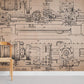 delicate machinery vintage wallpaper mural