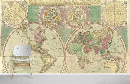 Vintage Style Classic World Map Wallpaper Mural