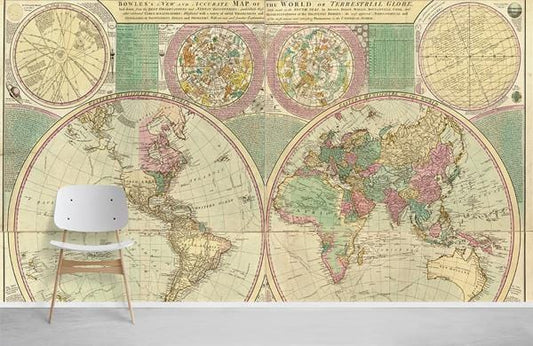 Vintage Style Classic World Map Wallpaper Mural