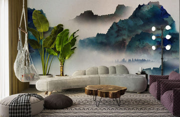Abstract Watercolor Mountain Landscape Wallpaper Mural
