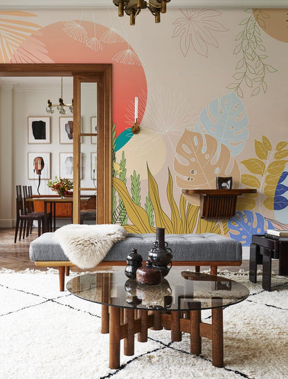 Vitality Plant Wallpaper Mural for Use as Decoration in the Living Room