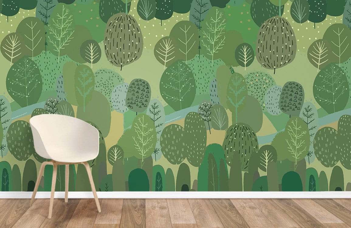 Vitality green wallpaper mural room