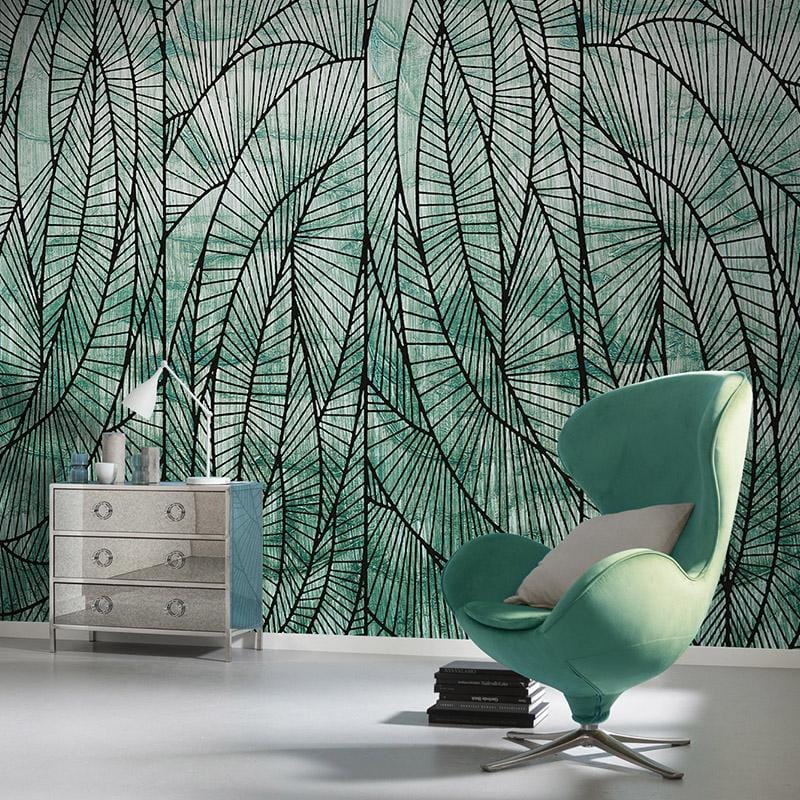 Transparent Leaves Wallpaper Mural Decoration Idea