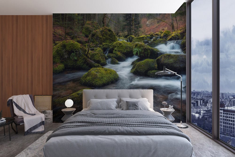 unique forest stream wallpaper for home