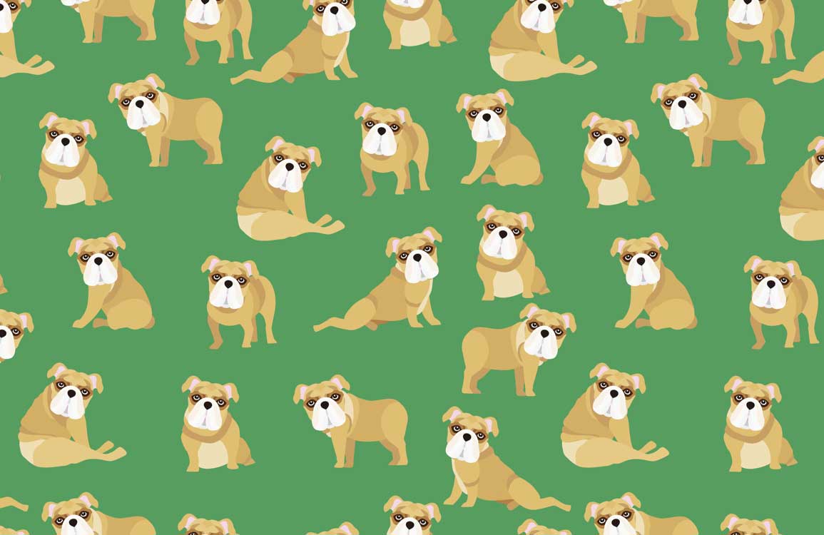 Cute Bulldog Pattern Kids Mural Wallpaper