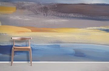Abstract Seaside Brushstroke Mural Wallpaper