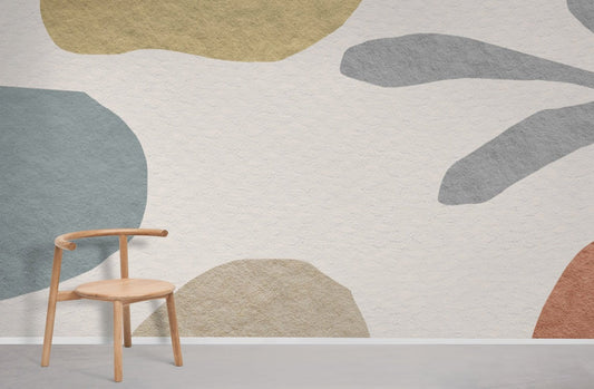 Wallpaper Mural with Color Blocks in Textured Patterns