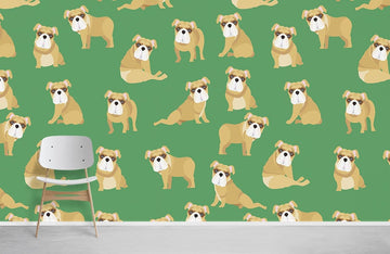 Cute Bulldog Pattern Kids Mural Wallpaper
